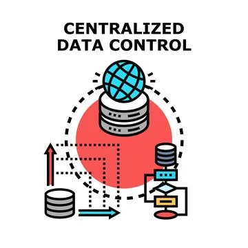 Centralized data control system management concept Stock Illustration