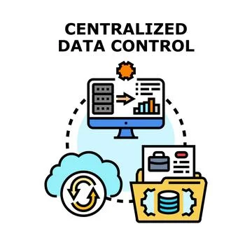 Centralized data control system structuring information processes Stockillustratie