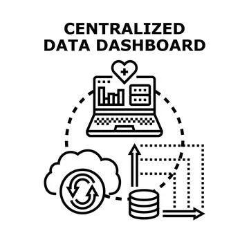 Centralized data dashboard analyzing cloud and database information Stock Illustration