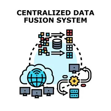 Centralized data fusion system combining processing information Stock Illustration