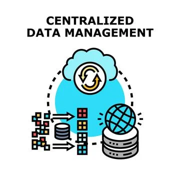 Centralized data management system controlling information flow Stock Illustration
