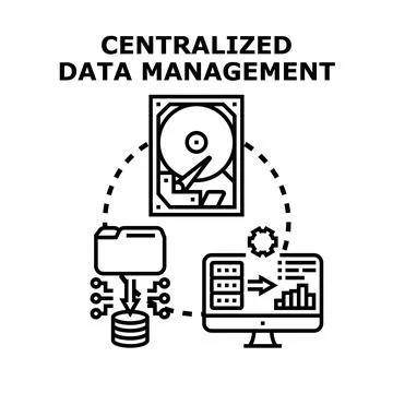 Centralized data management system controlling information analysis Stock Illustration