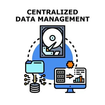 Centralized data management system controlling information analysis Stock-Illustration