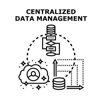 Centralized data management system controlling information flow Stock Illustration