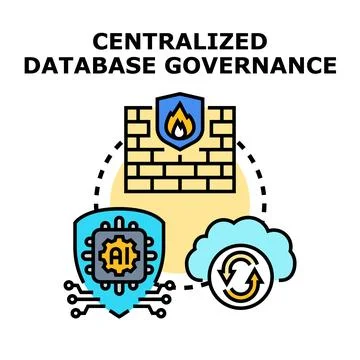 Centralized database governance with ai and cloud security Stock Illustration