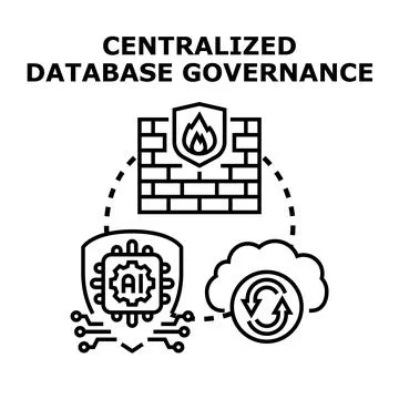 Centralized database governance with ai and cloud security Stock Illustration