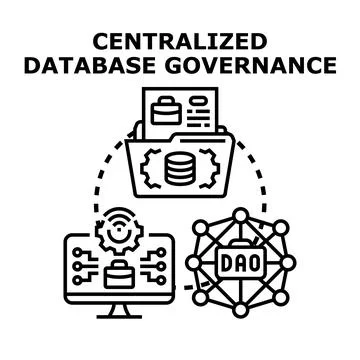 Centralized database governance concept managing digital data Stock Illustration