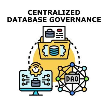 Centralized database governance concept managing digital data Stock Illustration