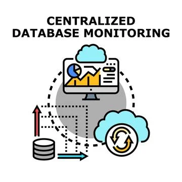 Centralized database monitoring system data analysis Stock-Illustration