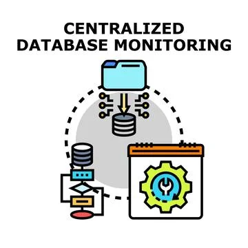 Centralized database monitoring system improving data management 스톡 일러스트