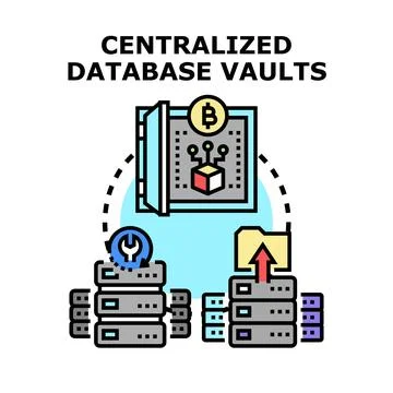 Centralized database vaults protecting crypto data and files Stock Illustration