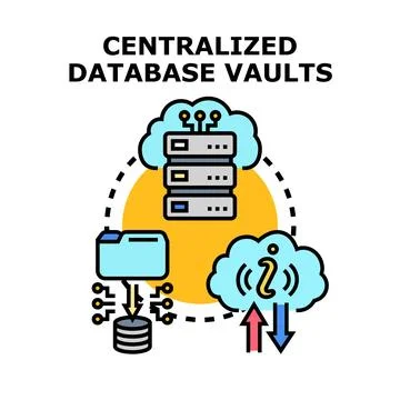 Centralized database vaults protecting digital information in cloud 库存插图