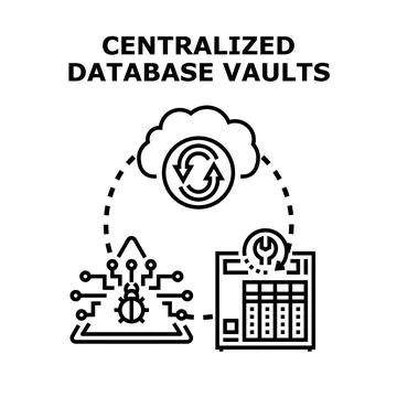 Centralized database vaults protecting digital information 스톡 일러스트