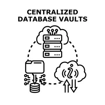 Centralized database vaults protecting digital information in cloud Stock Illustration