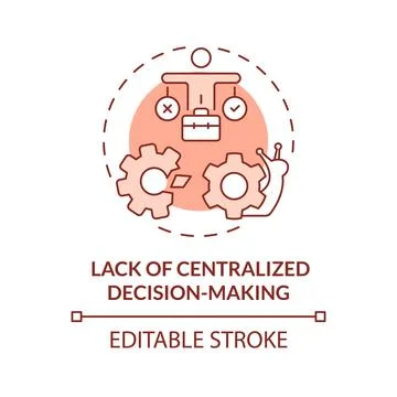 Centralized decision-making lack red concept icon Stock Illustration