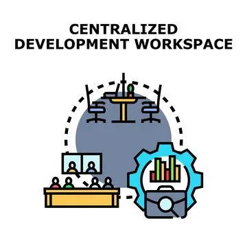 Centralized development workspace managing business process and project team 스톡 일러스트