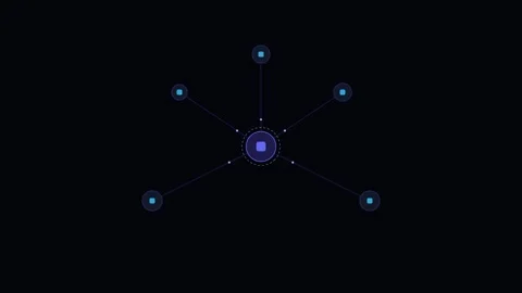 A centralized digital node connecting to five peripheral data points 스톡 동영상 338309611