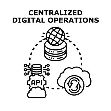 Centralized digital operations integrating data cloud concepts イラスト素材