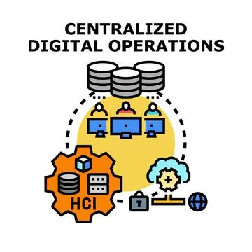 Centralized digital operations managing data and infrastructure イラスト素材