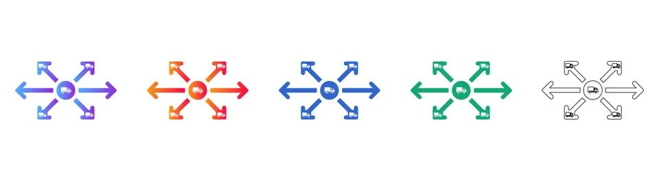 Centralized Distribution Logistics Icons Stockillustratie