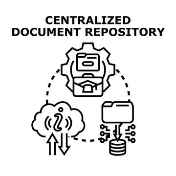 Centralized document repository concept illustrating a cloud based informatio Stock Illustration