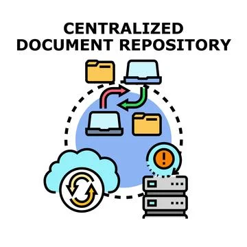 Centralized document repository system concept Stock Illustration