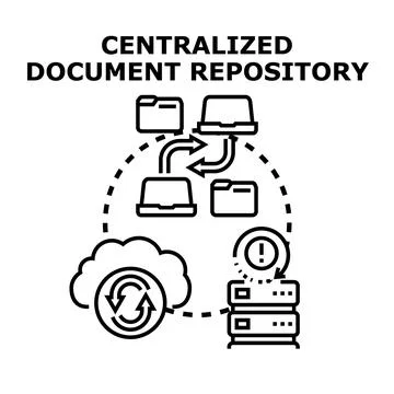Centralized document repository system concept Stock Illustration