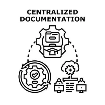 Centralized documentation system improving data management process Stock Illustration
