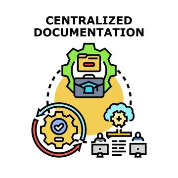 Centralized documentation system improving data management process Stock Illustration