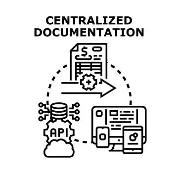 Centralized documentation system storing data and information Stock Illustration