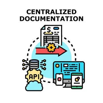 Centralized documentation system storing data and information Stock Illustration