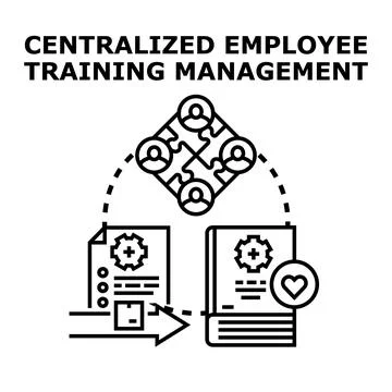 Centralized employee training management system concept Stock Illustration
