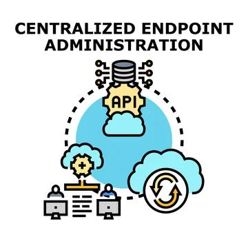 Centralized endpoint administration concept managing cloud network 스톡 일러스트