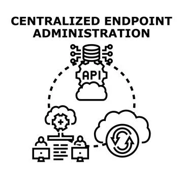Centralized endpoint administration concept managing cloud network Stock Illustration