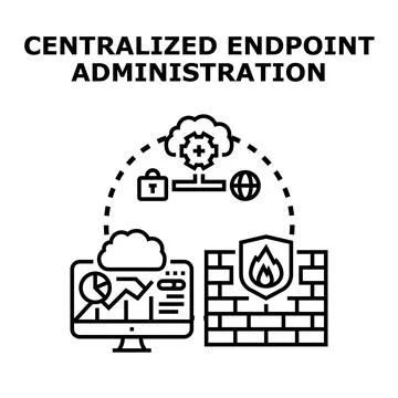 Centralized endpoint administration concept with network security monitoring 스톡 일러스트