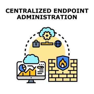 Centralized endpoint administration concept with network security monitoring Stock Illustration