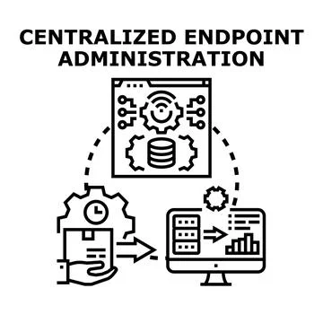 Centralized endpoint administration managing network devices concept イラスト素材