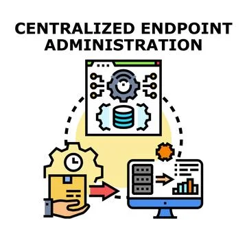 Centralized endpoint administration managing network devices concept Stock Illustration