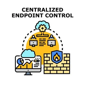 Centralized endpoint control concept for network security Stock Illustration