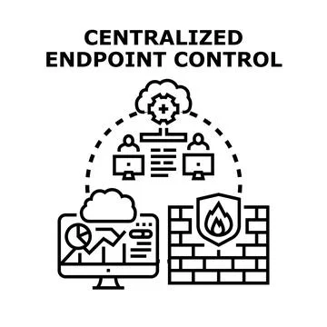 Centralized endpoint control concept for network security Stock Illustration