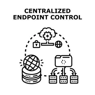 Centralized endpoint control system managing network security Stock Illustration