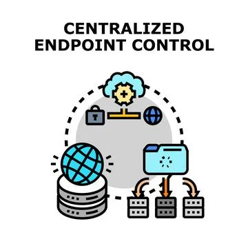 Centralized endpoint control system managing network security Stock Illustration