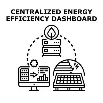 Centralized energy efficiency dashboard management system Stock Illustration