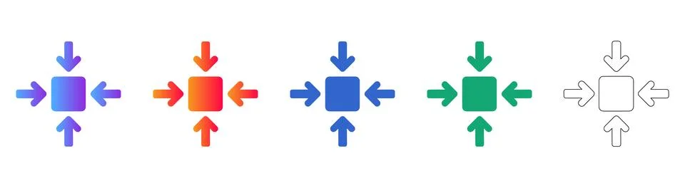 Centralized Focus and Compression Arrow Icons Stock Illustration