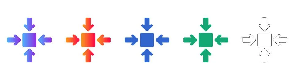 Centralized Focus Icon Set with Four Arrows イラスト素材