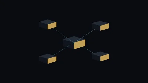 A centralized hub connecting four peripheral nodes in a digital network map 库存影片 338310350