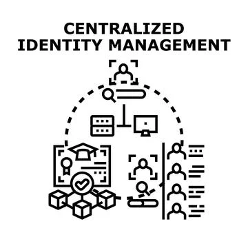 Centralized identity management system controlling user access Stock Illustration