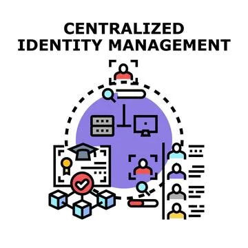 Centralized identity management system controlling user access Stock Illustration