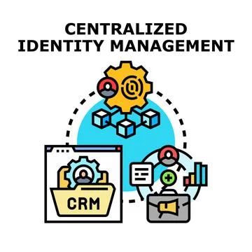 Centralized identity management system organizing client data and user accoun Stock Illustration