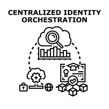 Centralized identity orchestration managing digital access and security イラスト素材